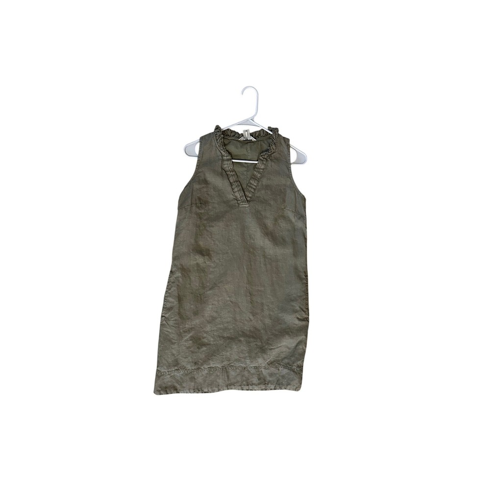 Tommy Bahama Women‎ Khaki Green Ruffle Neck Sleeveless Dress XS